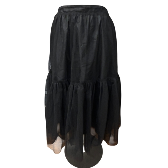 Scoop NYC Black Tulle Tiered Maxi Skirt Size Large (12-14) - Picture 2 of 5